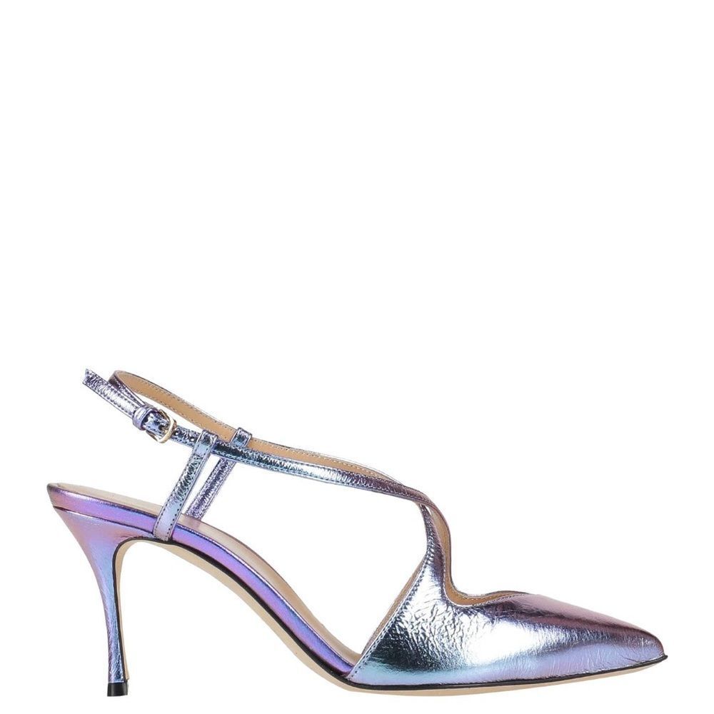 Sergio Rossi Lavender Metallic Slingback Heels, Like NEW - Picture 3 of 8